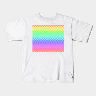 Rainbow Ombre Checkered Pattern Kids T-Shirt